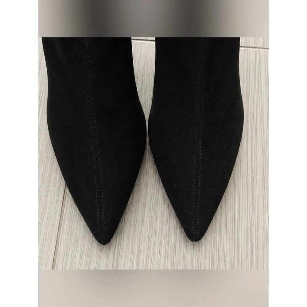 Marc Fisher Black Stretch Knee High Boots Size 7.5  2” Heel